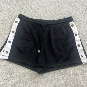 Urban Outfitters Black and White Snap Up Shorts with Drawstring, Size M